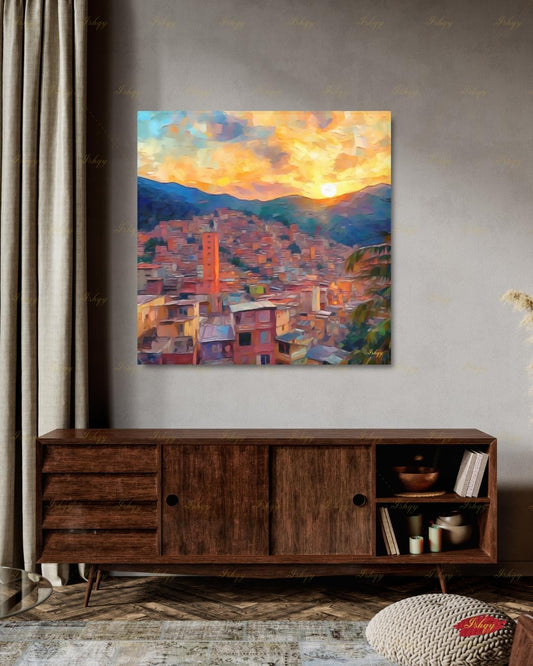 Medellin Wall Art, Colombia Sunset Cityscape Canvas Print, Andes Mountain Urban Decor, South America Travel Art, Framed Canvas Gift