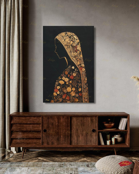 Kashmiri Woman Painting, South Asian Art, Desi Wall Art, Canvas Wall Art, Framed Canvas Print, Extra Large Oversized Indian Pakistani Decor
