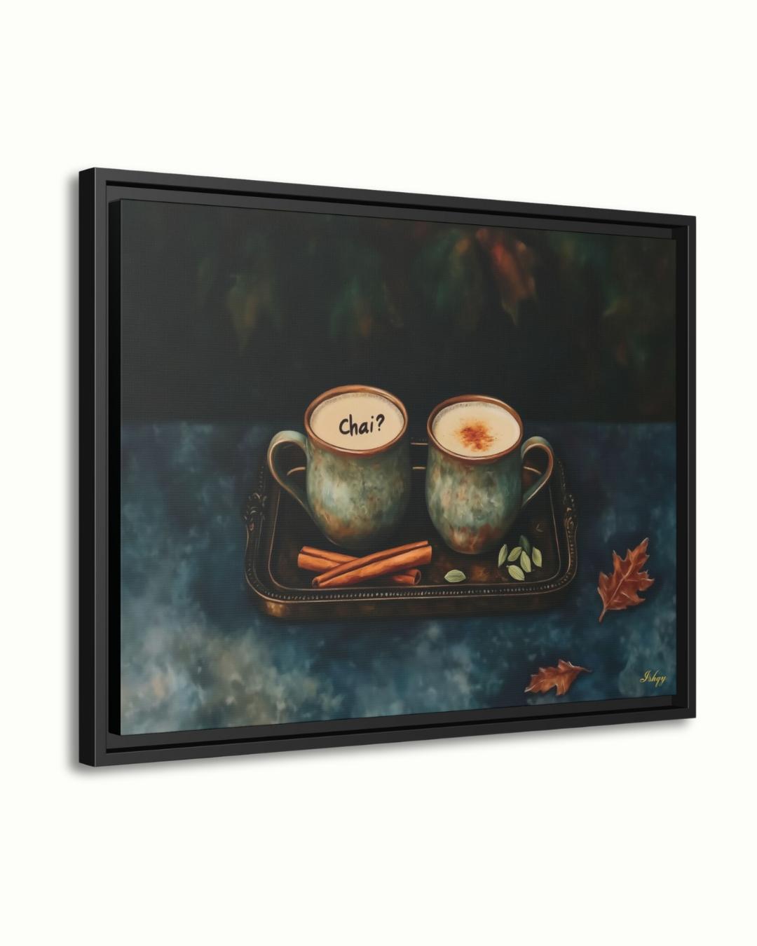 Chai Wall Art Print, Indian Tea Poster with Cardamom & Cinnamon, Cozy Kitchen Decor, Framed Canvas Art, Rustic Chai Tea Wall Decor