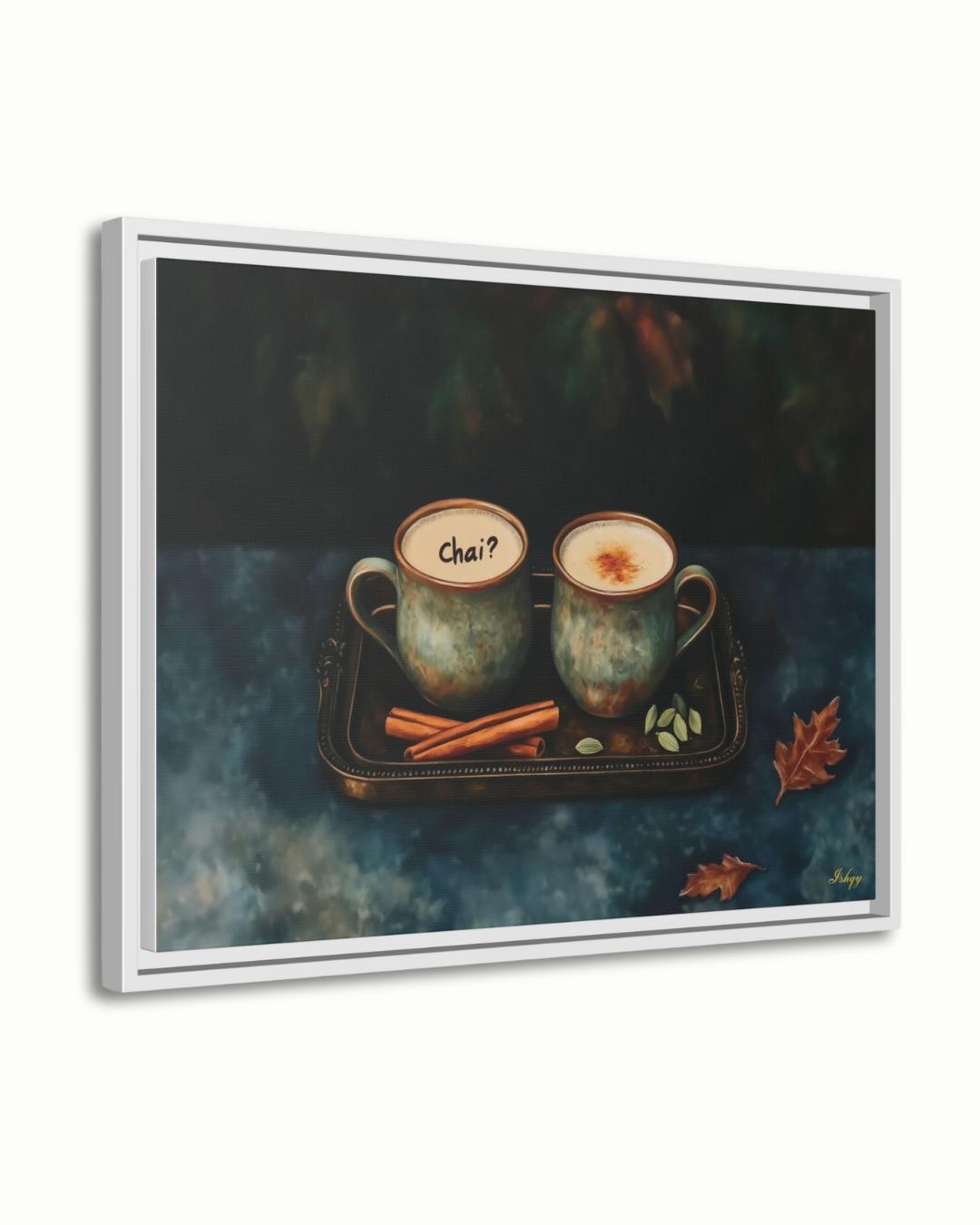 Chai Wall Art Print, Indian Tea Poster with Cardamom & Cinnamon, Cozy Kitchen Decor, Framed Canvas Art, Rustic Chai Tea Wall Decor