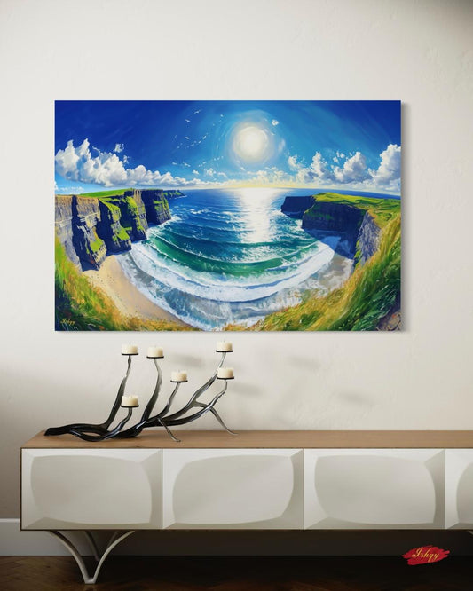 Cliffs Of Moher Ireland Landscape Canvas Framed Canvas, Coastal Art Print, Large Ocean Seascape Wall Art For Living Room Bedroom Home Decor