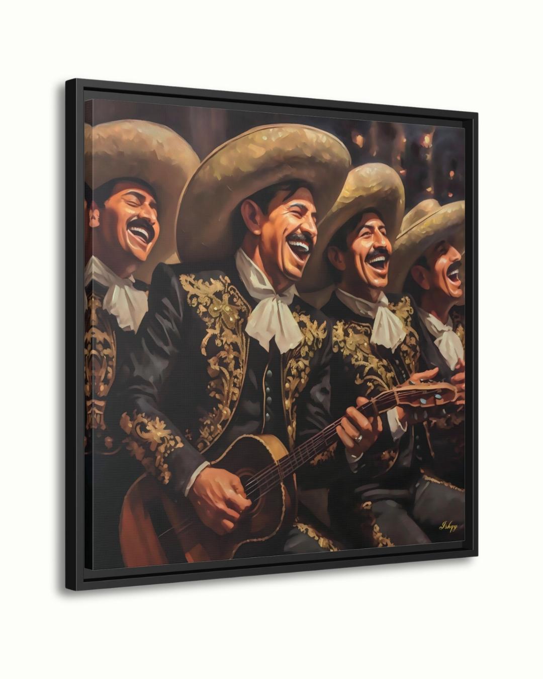 Mariachi Band Canvas Wall Art, Mexican Music Decor, Guitar Painting, Fiesta Home Decor, Latin Art Print, Framed Canvas, Vintage Mexico Print