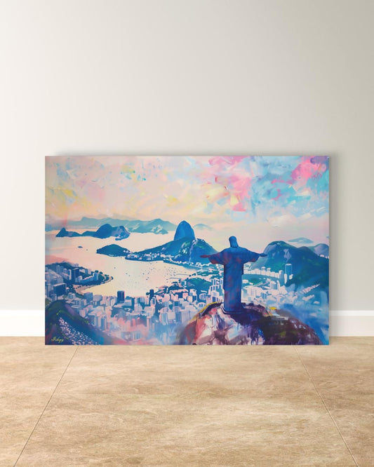 Rio De Janeiro Cityscape Canvas Framed Canvas, Christ The Redeemer Skyline Art Print, Brazil Wall Art For Living Room, Bedroom, Large Decor
