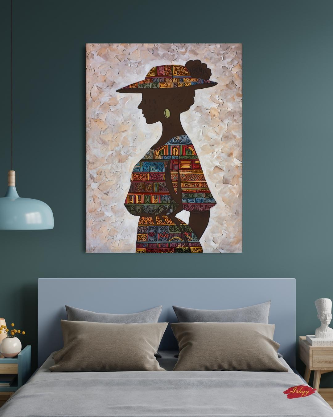 Panamanian Woman Portrait Painting Canvas Framed Canvas, Afro-Latina Wall Art Print, Modern Tropical Boho Decor For Living Room Office Home