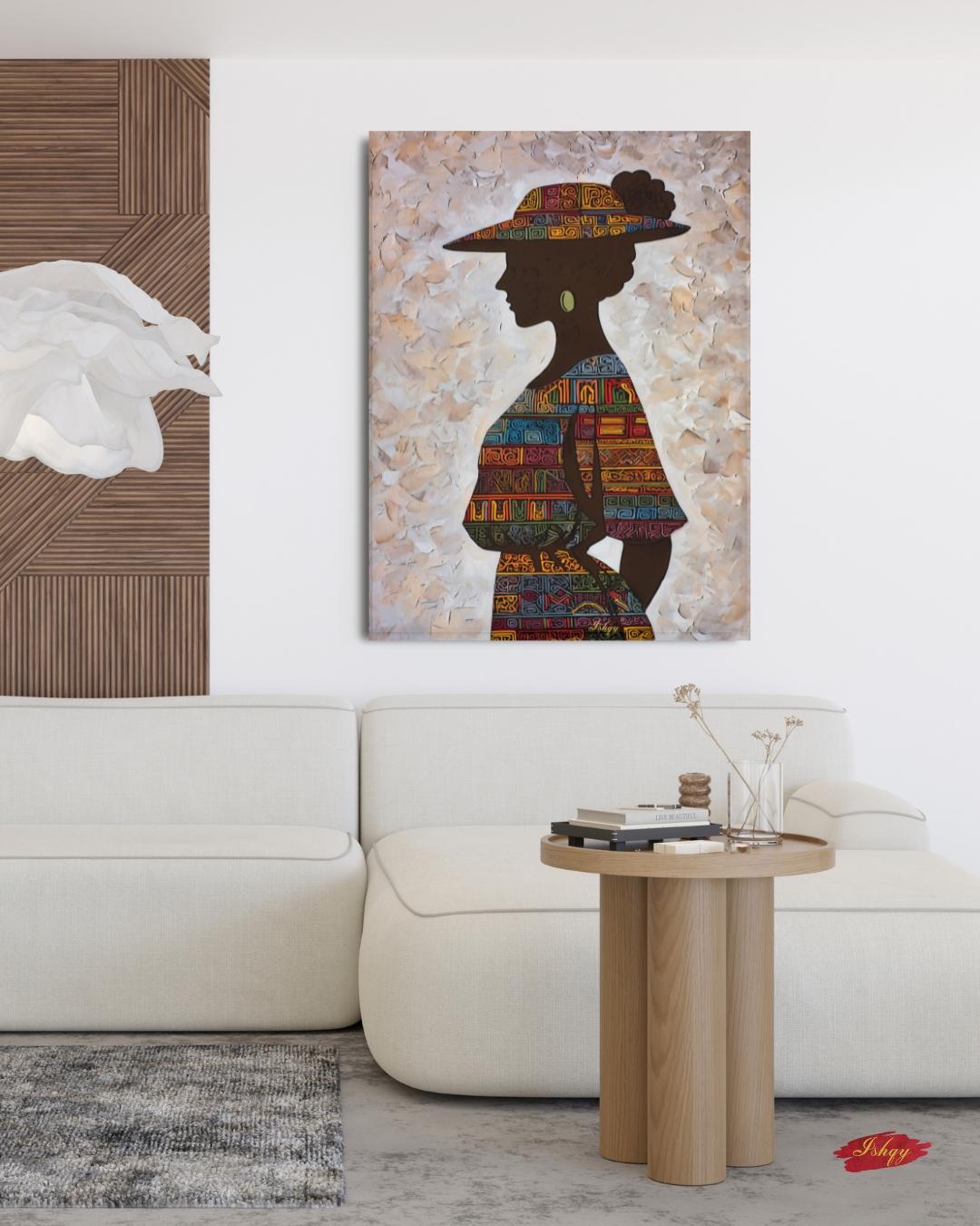 Panamanian Woman Portrait Painting Canvas Framed Canvas, Afro-Latina Wall Art Print, Modern Tropical Boho Decor For Living Room Office Home