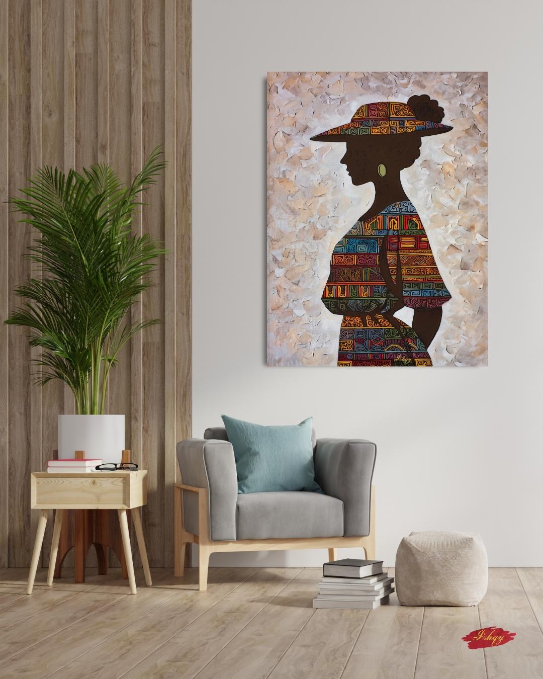 Panamanian Woman Portrait Painting Canvas Framed Canvas, Afro-Latina Wall Art Print, Modern Tropical Boho Decor For Living Room Office Home