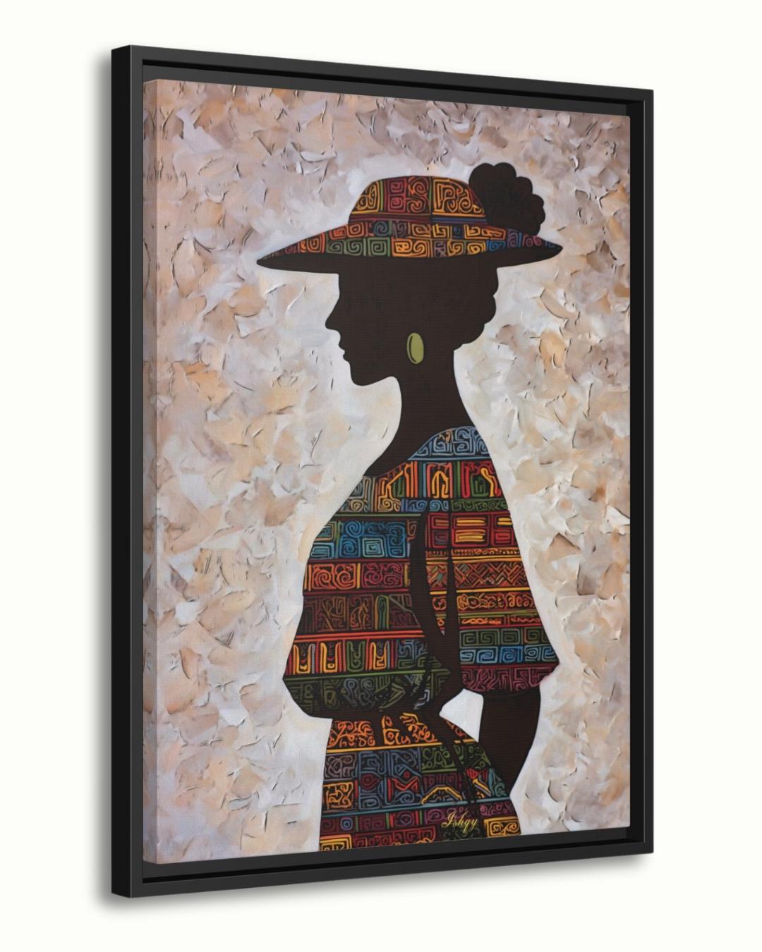 Panamanian Woman Portrait Painting Canvas Framed Canvas, Afro-Latina Wall Art Print, Modern Tropical Boho Decor For Living Room Office Home