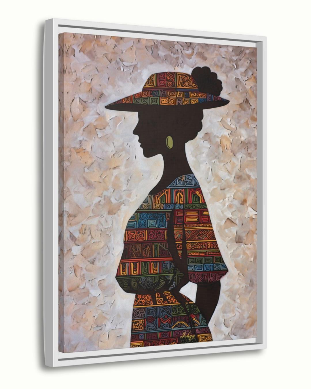 Panamanian Woman Portrait Painting Canvas Framed Canvas, Afro-Latina Wall Art Print, Modern Tropical Boho Decor For Living Room Office Home