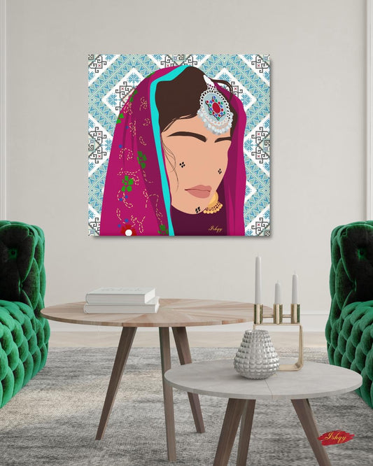 afghan art, afghan decor, tribal art, ethnic decor, cultural art, portrait art, boho wall art, afghan canvas, girl wall art, middle east art, tribal decor, boho canvas, home wall art