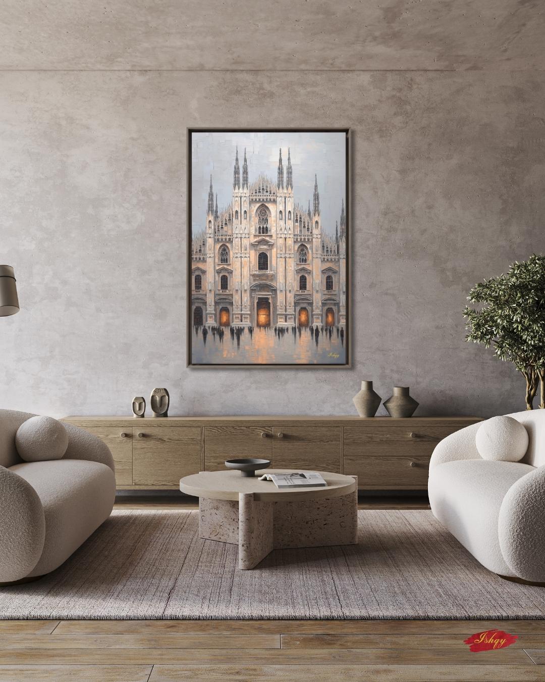Milan Duomo Wall Art, Italy Cityscape Print, Vibrant Cathedral Canvas, European Travel Artwork, Modern Architectural Decor, Home Living Room