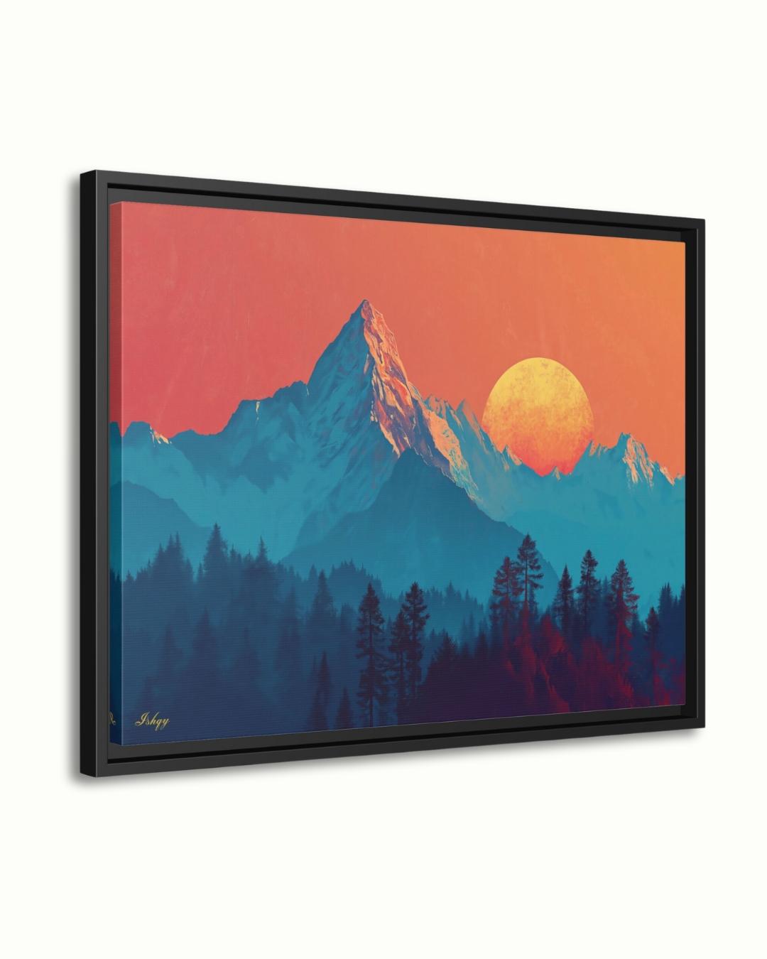 Mountain Sunset Landscape Canvas Framed Canvas, Large Wall Art Print For Living Room Bedroom Office, Modern Nature Wall Decor, Mountain Art