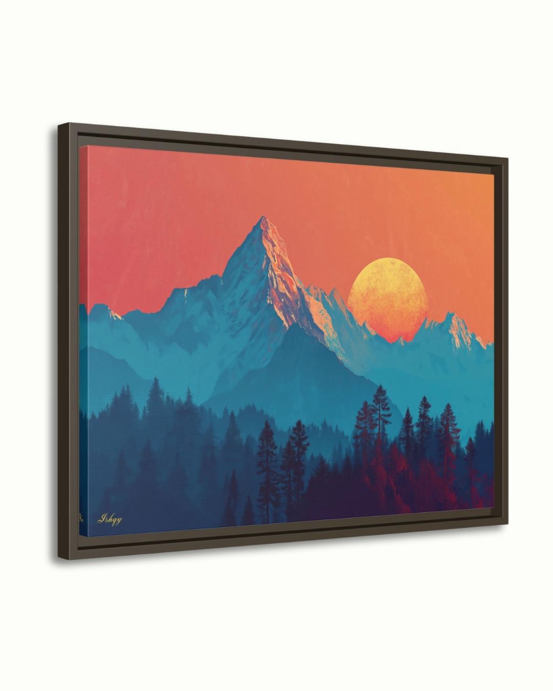 Mountain Sunset Landscape Canvas Framed Canvas, Large Wall Art Print For Living Room Bedroom Office, Modern Nature Wall Decor, Mountain Art