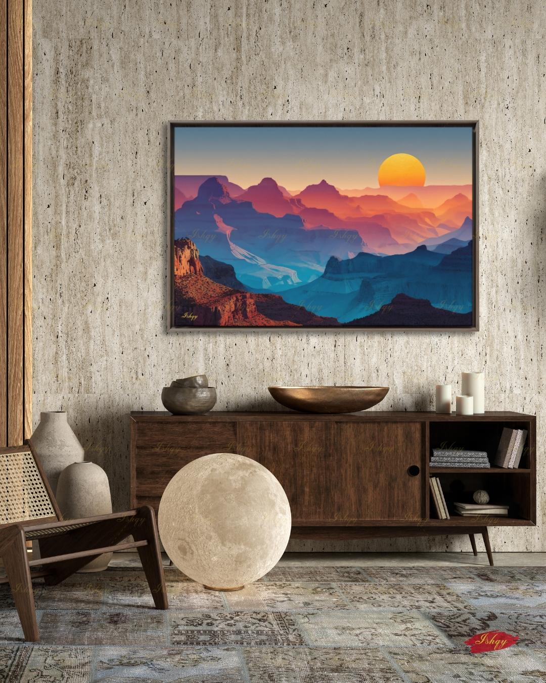 Oversized Grand Canyon Canvas Wall Art, Desert Sunset Framed Canvas Print, Extra Large Southwest Landscape Art, Above Bed Mountain Decor. oversized wall art, above bed art, canvas wall art, art print, housewarming gift, extra large wall art, desert wall art, mountain wall art, large wall art, southwest decor, mid century decor, apartment decor, 24x36 wall art
