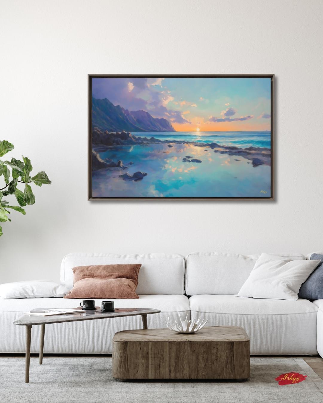 Makapuʻu Hawaii Sunset Wall Art, Tropical Beach Landscape Print, Coastal Ocean Canvas, Island Seascape Artwork for Home and Living Room Decor