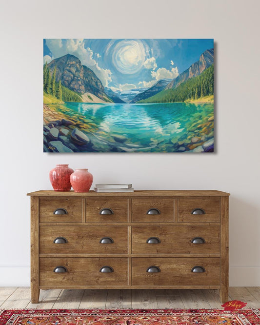 Moraine Lake Banff Wall Art Canadian Rockies Landscape Canvas Framed Canvas Art Print Mountain Home Decor Large Wall Art Gift Living Room Art