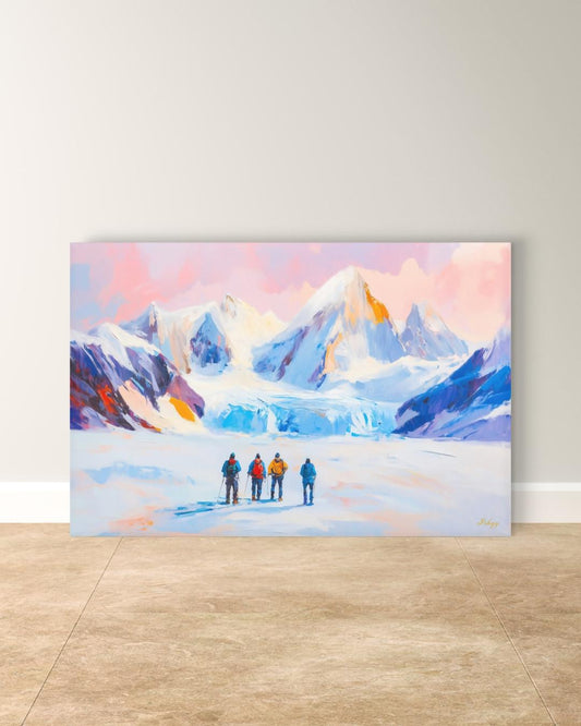 Patagonia Mountain Landscape Large Wall Art Print, Canvas, Framed Canvas, Andes Snow Peak Glacier Art, Hiking Decor for Cabin Lodge Bedroom
