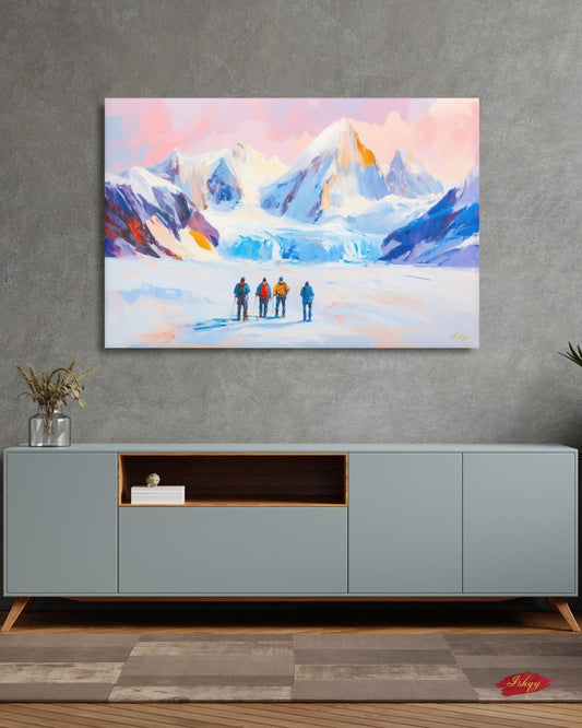 Patagonia Mountain Landscape Large Wall Art Print, Canvas, Framed Canvas, Andes Snow Peak Glacier Art, Hiking Decor for Cabin Lodge Bedroom