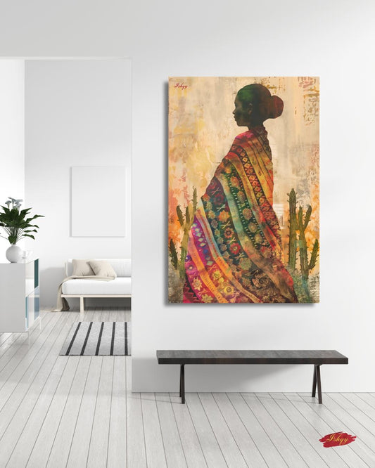 Indigenous Woman Textile Art Mexico Canvas Wall Art Cultural Portrait Southwestern Decor Boho Home Art Print
