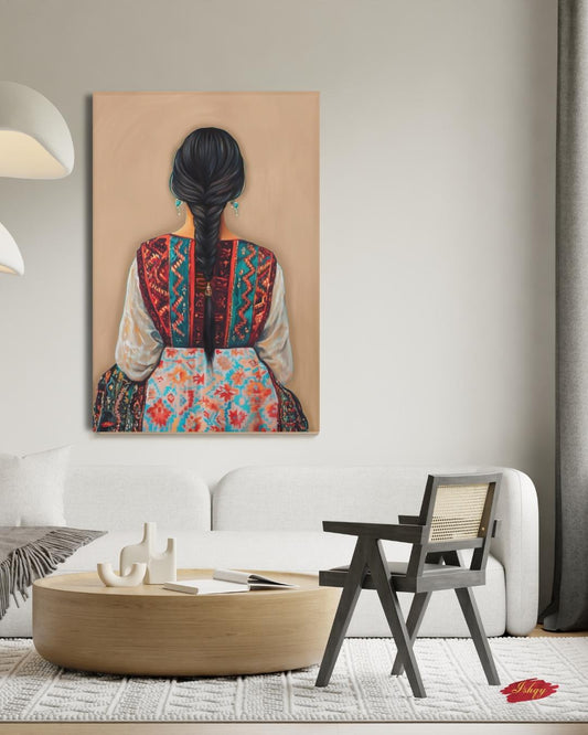 Uzbek Woman Portrait Painting Canvas Framed Canvas, Traditional Dress Art Print, Central Asian Wall Art For Living Room Bedroom, Boho Cultural Decor