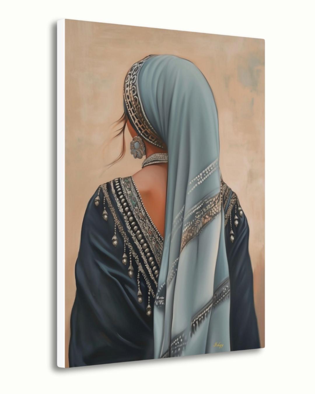 Berber Woman Portrait Painting Canvas Framed Canvas, Moroccan Amazigh Art Print, Large Boho Wall Art For Living Room Bedroom, Cultural Decor
