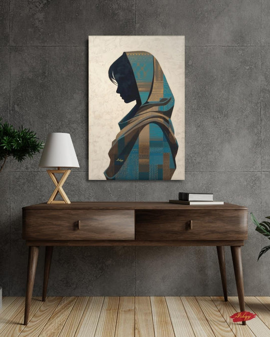 Uzbek Woman Wall Art, Central Asian Silhouette Print, Traditional Suzani Pattern Canvas, Cultural Boho Decor for Bedroom Living Room