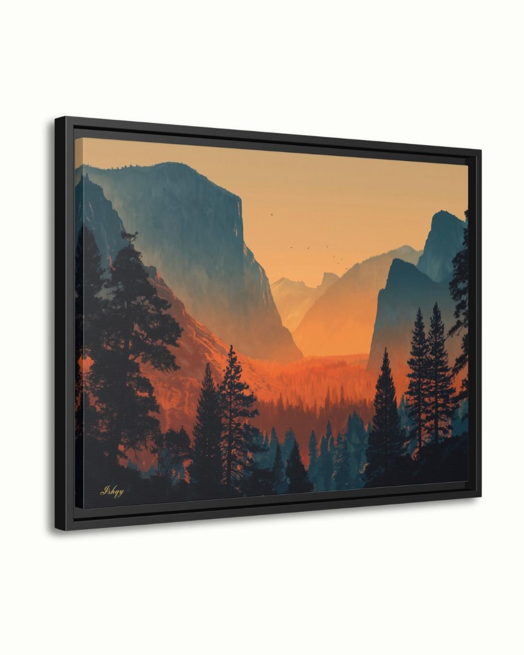 Yosemite Valley Landscape Painting Canvas Framed Canvas, California National Park Wall Art Print, Sunset Decor For Large Living Room Office