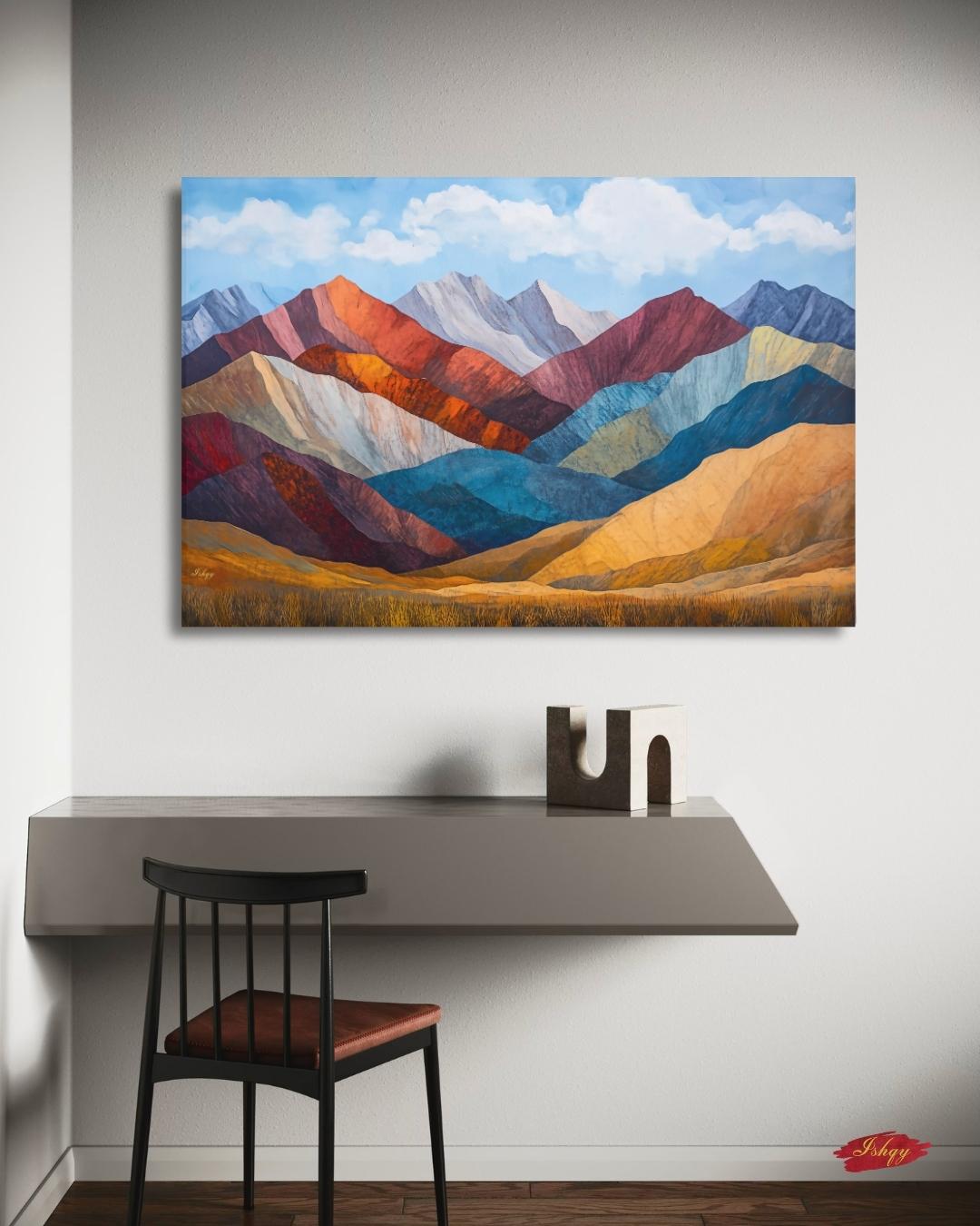 Rainbow Mountain Peru Wall Art, Andes Landscape Canvas Print, Colorful Mountain Painting, Boho Nature Wall Decor for Living Room