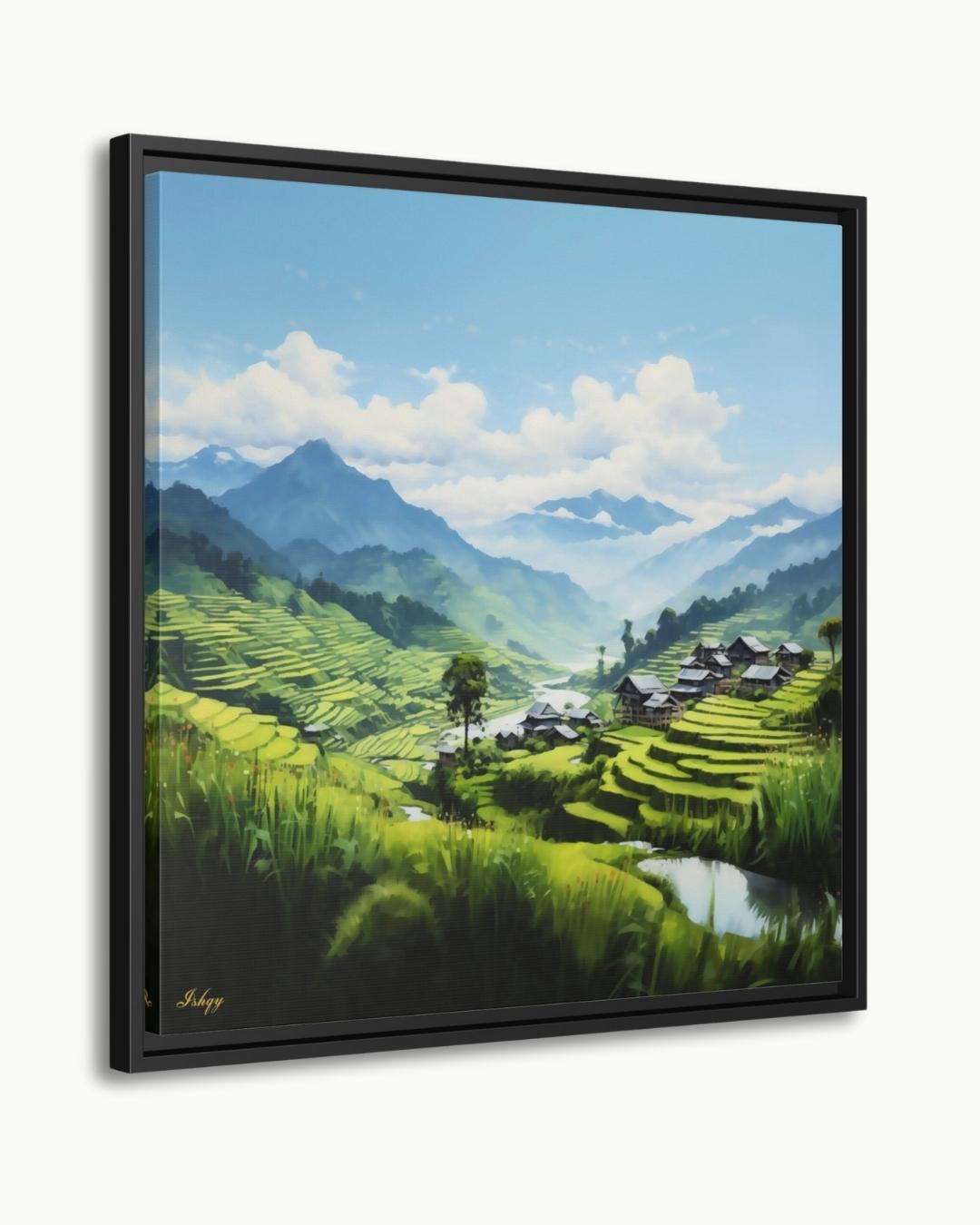 Sapa Rice Terraces Landscape Canvas Framed Canvas, Vietnam Mountain Valley Art Print, Modern Asian Wall Art For Living Room Bedroom Decor