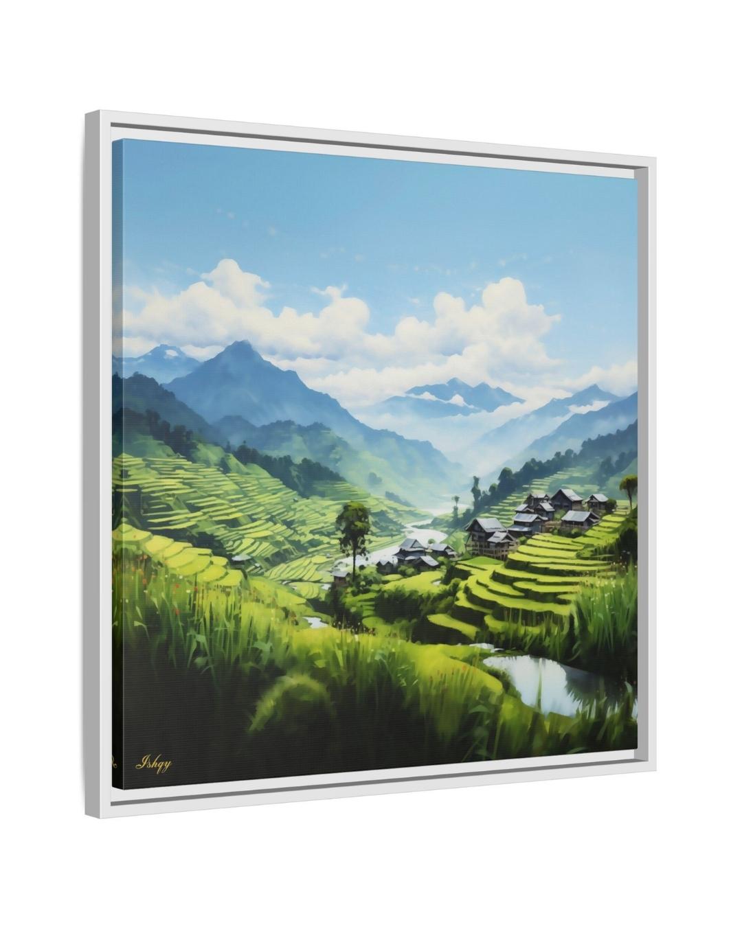Sapa Rice Terraces Landscape Canvas Framed Canvas, Vietnam Mountain Valley Art Print, Modern Asian Wall Art For Living Room Bedroom Decor