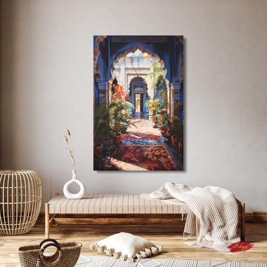 Large Indian Art Painting Indian Artwork Archway Painting Canvas Wall Art Framed Canvas Print Indian Wall Art Extra Large Housewarming Gift