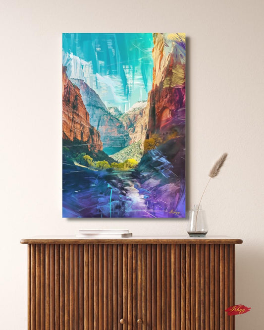 Zion National Park Landscape Painting Canvas Framed Canvas, Southwest Canyon Art Print, Utah Wall Art For Living Room, Bedroom, Office Decor