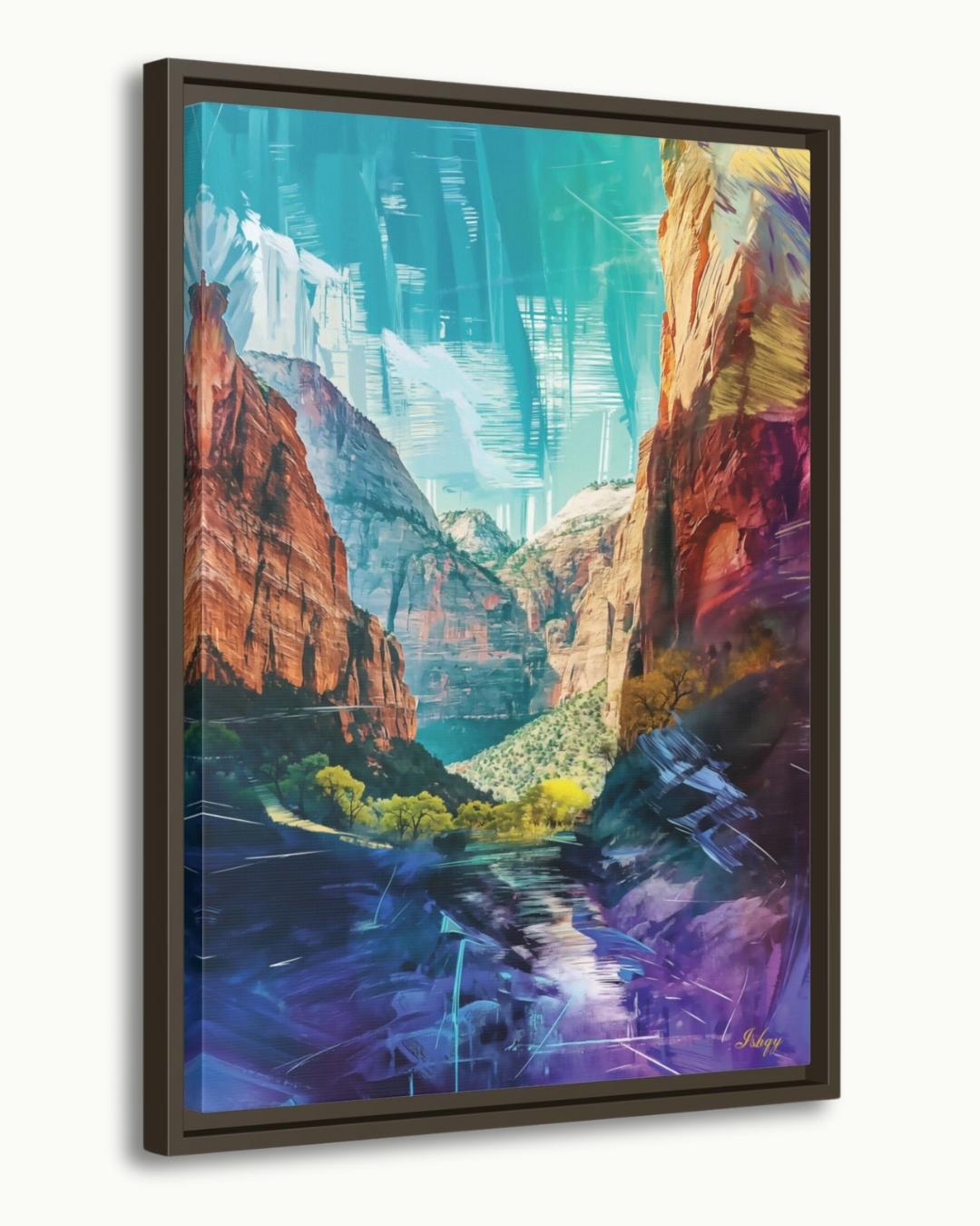 Zion National Park Landscape Painting Canvas Framed Canvas, Southwest Canyon Art Print, Utah Wall Art For Living Room, Bedroom, Office Decor