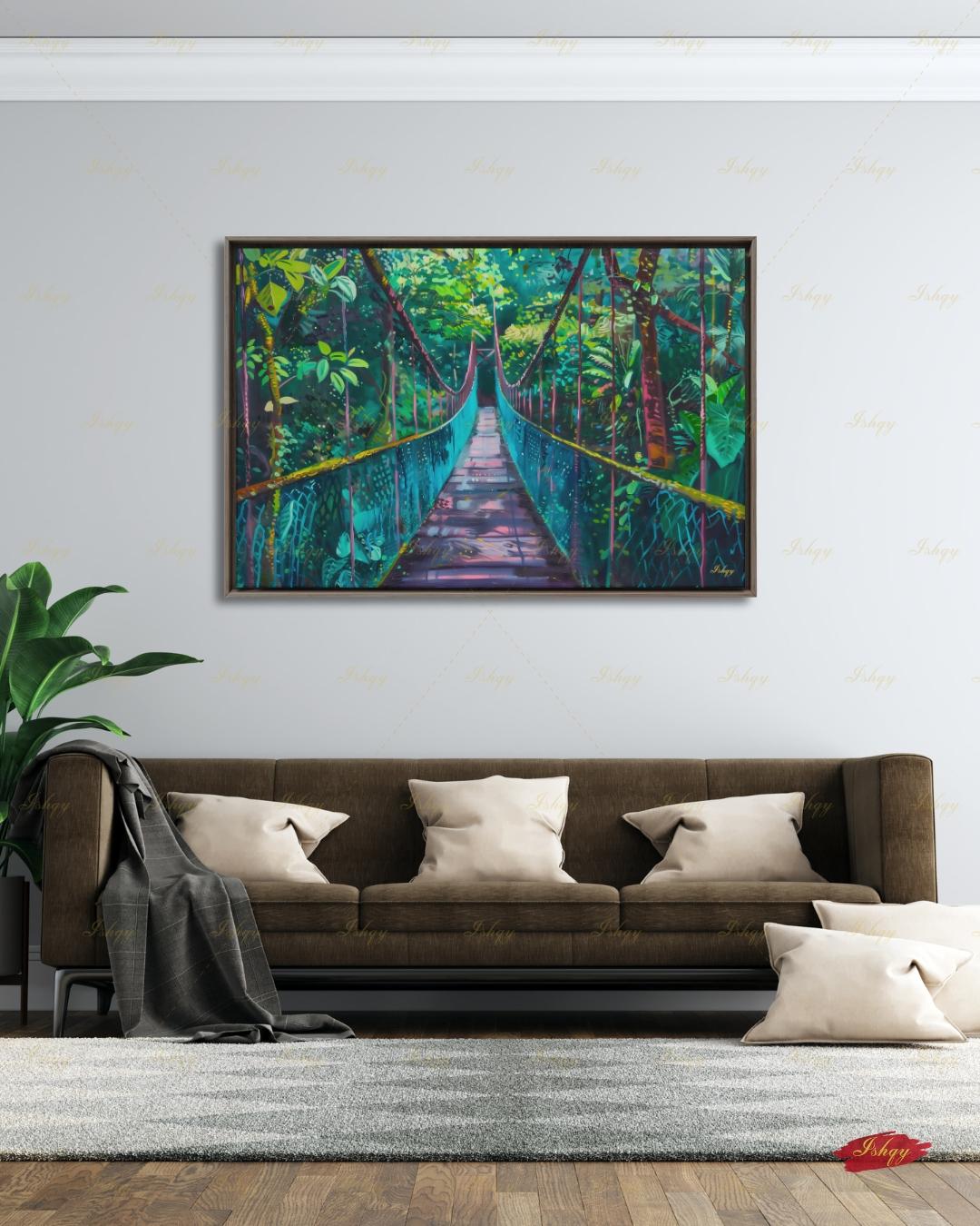 Monteverde Wall Art, Costa Rica Rainforest Bridge Canvas Print, Jungle Tropical Decor, Nature Lover Gift, Framed Canvas, Travel Art