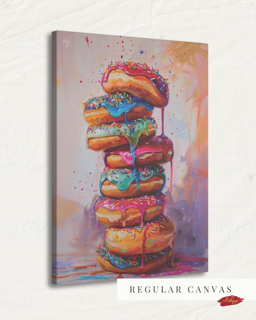 Donut Wall Art, Coffee Shop Decor, Colorful Donut Print, Framed Cafe Art, Vibrant Bakery Decor, Playful Kitchen Art, Living Room Wall Decor