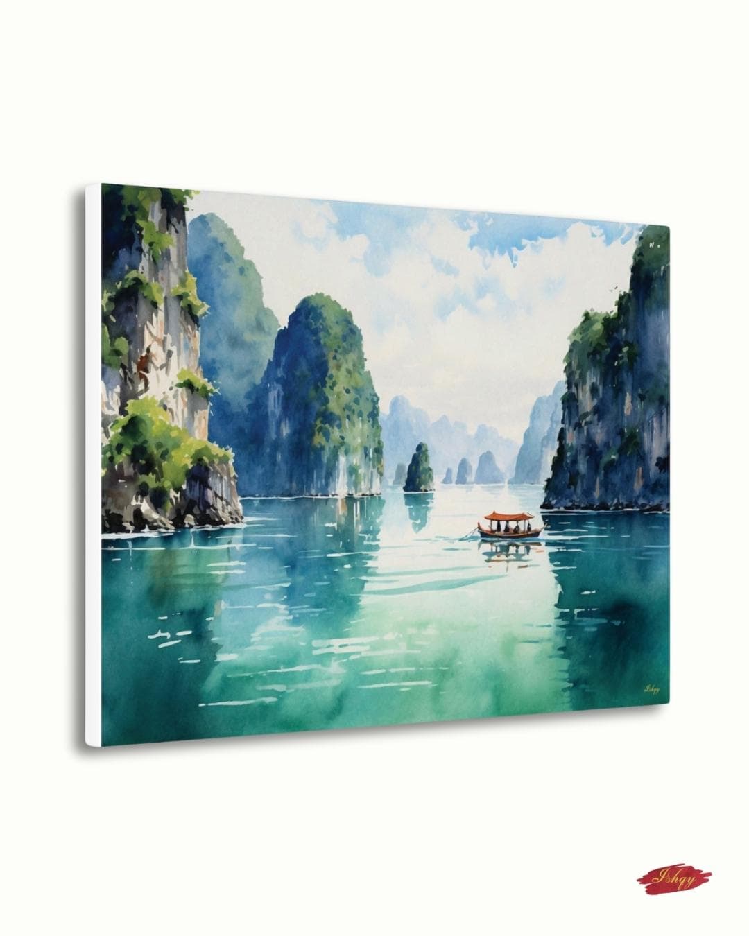 Ha Long Bay Wall Art - Serene Vietnam Seascape Canvas, Nature-Inspired Home Decor, Tranquil Coastal Artwork, Unique Gift for Any Room
Oil painting-style canvas of Ha Long Bay, Vietnam with limestone cliffs and a boat drifting through turquoise water, scenic and tranquil.