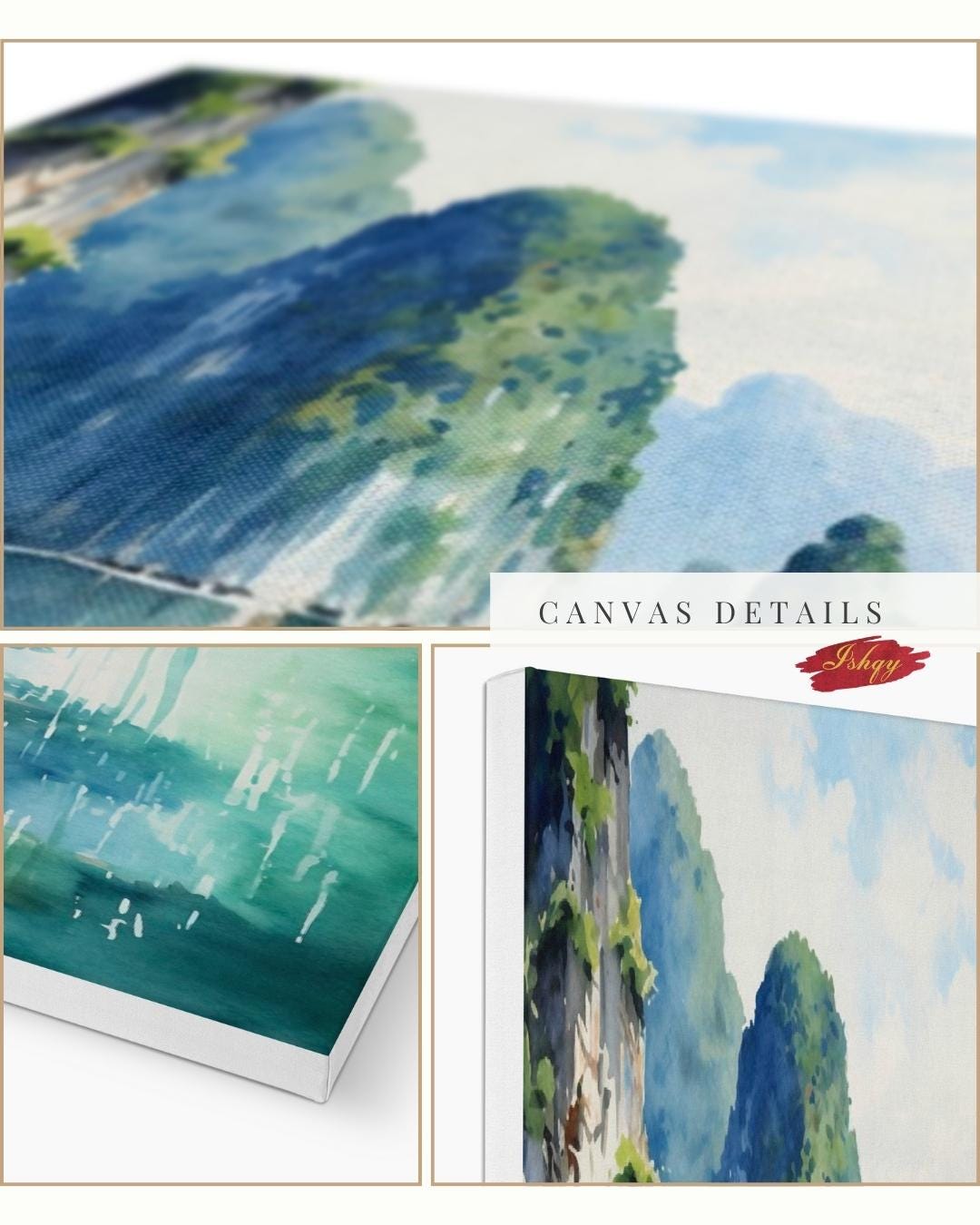 Ha Long Bay Wall Art - Serene Vietnam Seascape Canvas, Nature-Inspired Home Decor, Tranquil Coastal Artwork, Unique Gift for Any Room
Oil painting-style canvas of Ha Long Bay, Vietnam with limestone cliffs and a boat drifting through turquoise water, scenic and tranquil.