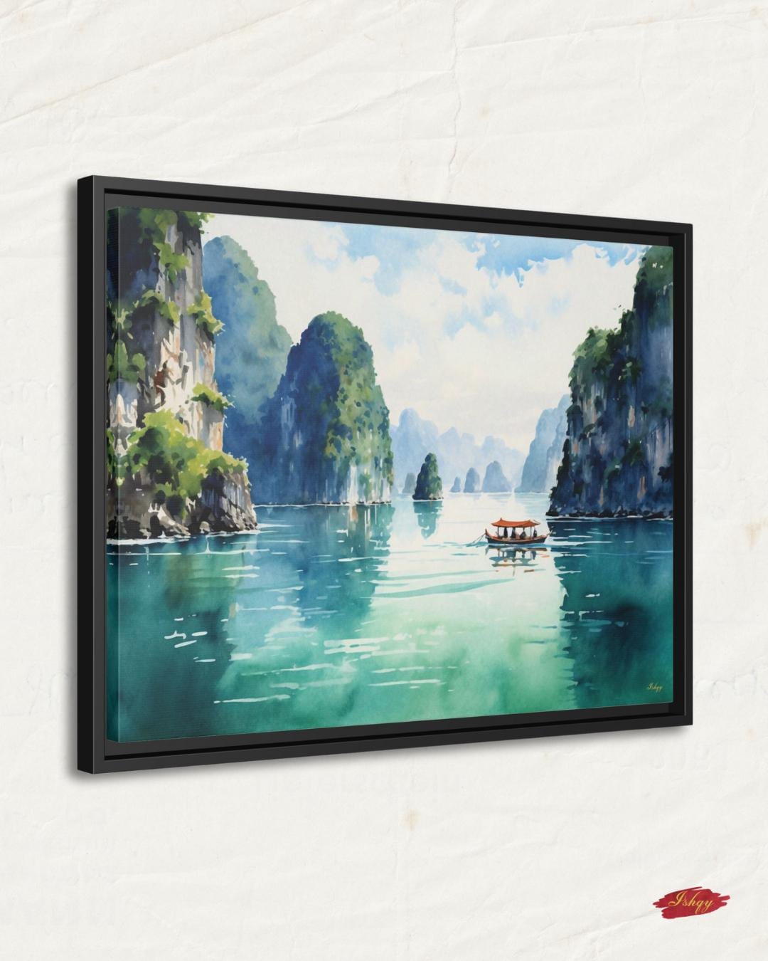 Ha Long Bay Wall Art - Serene Vietnam Seascape Canvas, Nature-Inspired Home Decor, Tranquil Coastal Artwork, Unique Gift for Any Room
Oil painting-style canvas of Ha Long Bay, Vietnam with limestone cliffs and a boat drifting through turquoise water, scenic and tranquil.