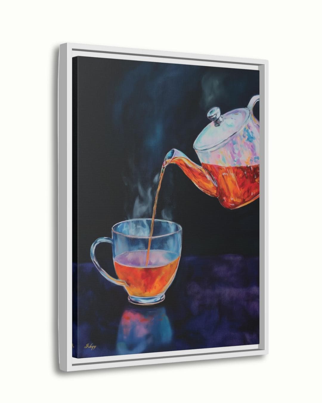 Tea Wall Art - Elegant Kitchen Print, Steaming Cup Canvas, Modern Cafe Decor, Cozy Home Artwork, Minimalist Drink Painting Print
Tea Wall Art Canvas Print of Steaming Teapot Pouring into Cup, Modern Kitchen Decor Painting, Vertical Still Life for Home or Café Space