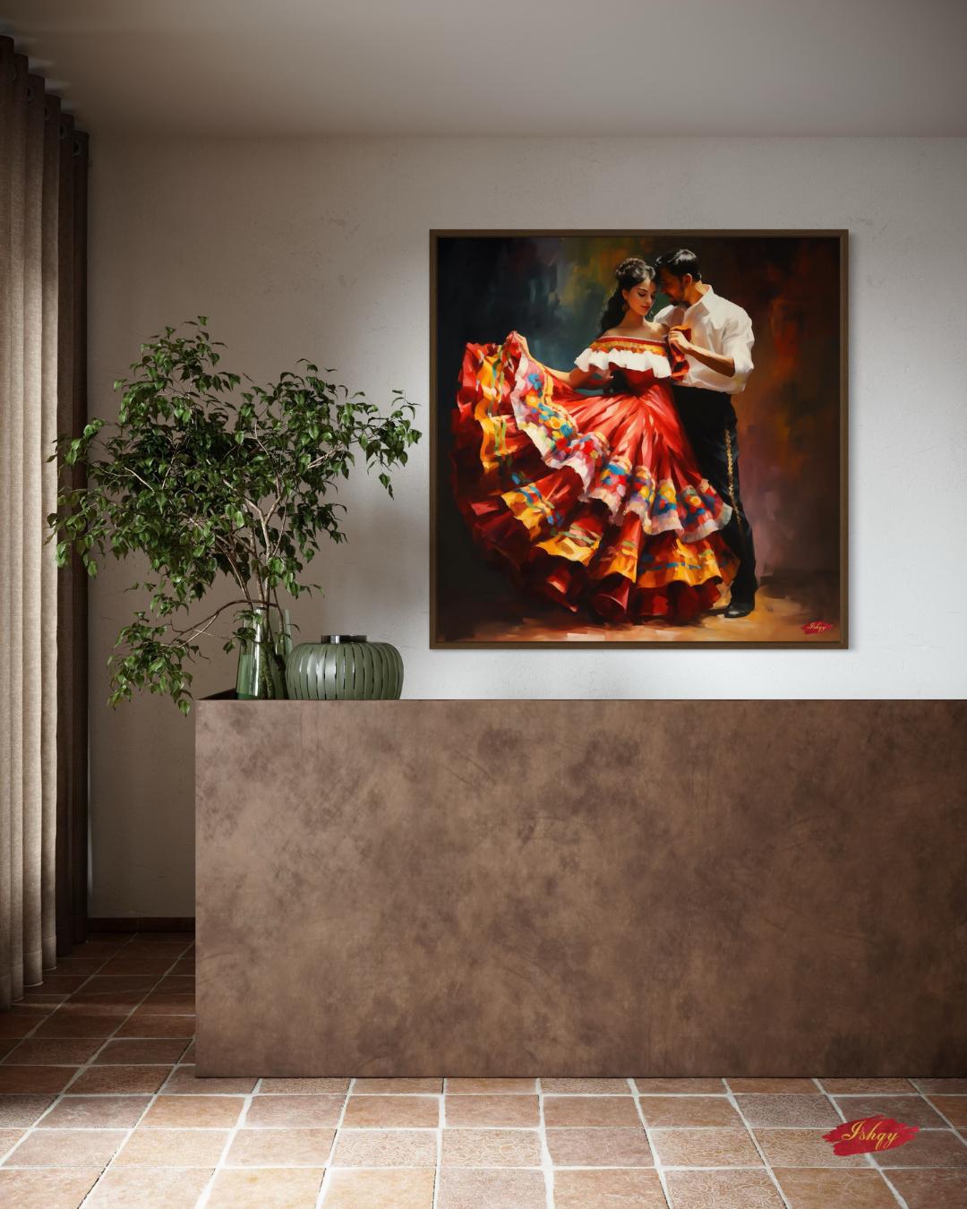 Mexican Dance Wall Art Canvas, Colorful Folklorico Painting Print, Framed Latin Dance Home Decor, Fiesta Vibrant Wall Art
Celebrate the vibrant energy of Mexican folkloric dance with this stunning canvas print. Featuring a couple dancing in vivid traditional attire, it brings passion and color to any space. Perfect for living rooms, dining rooms, or as a statement piece for lovers of Latin culture.