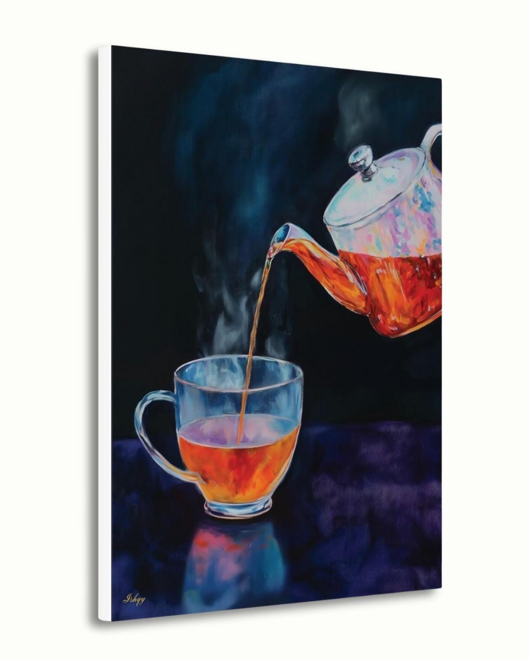 Tea Wall Art - Elegant Kitchen Print, Steaming Cup Canvas, Modern Cafe Decor, Cozy Home Artwork, Minimalist Drink Painting Print
Tea Wall Art Canvas Print of Steaming Teapot Pouring into Cup, Modern Kitchen Decor Painting, Vertical Still Life for Home or Café Space