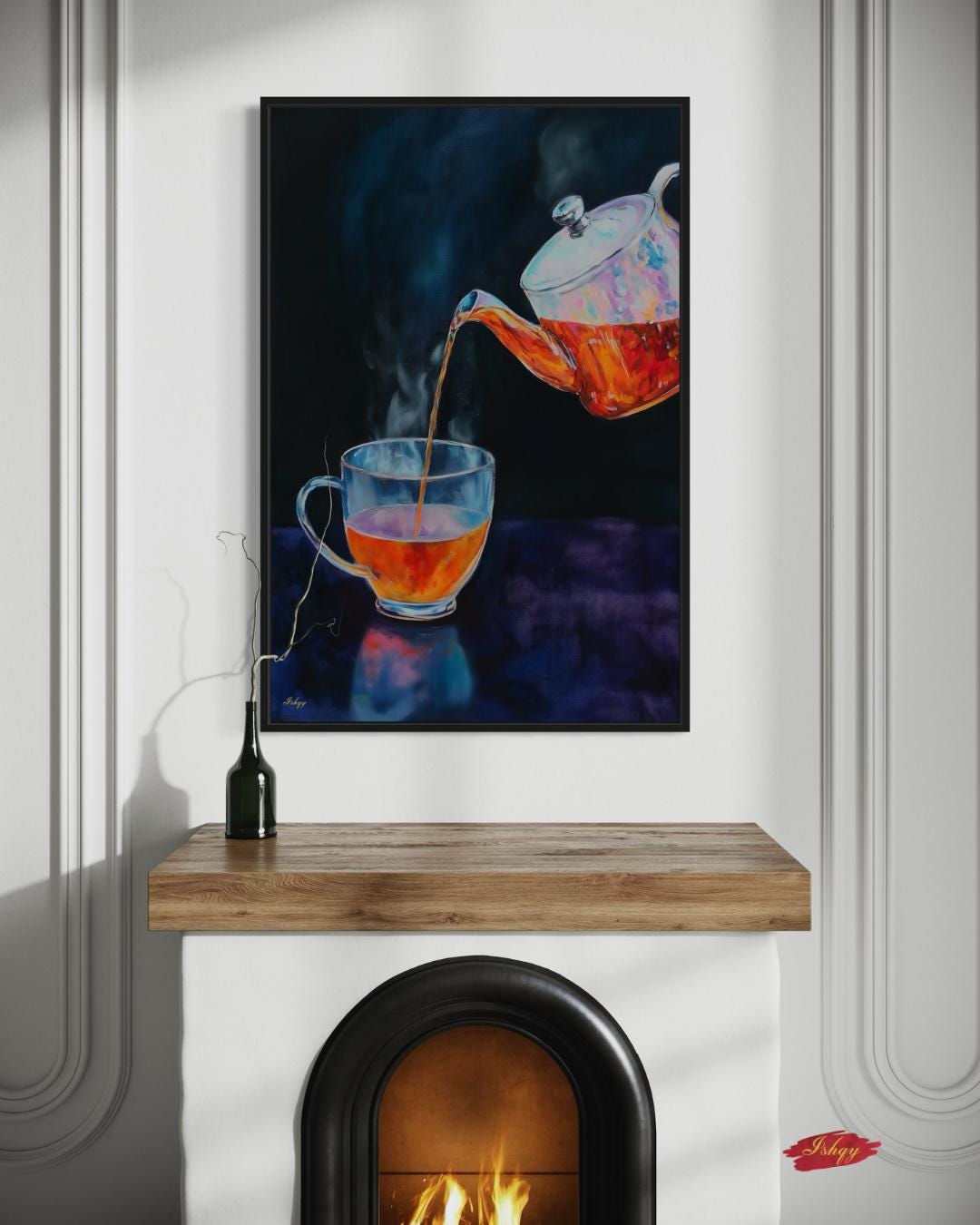 Tea Wall Art - Elegant Kitchen Print, Steaming Cup Canvas, Modern Cafe Decor, Cozy Home Artwork, Minimalist Drink Painting Print
Tea Wall Art Canvas Print of Steaming Teapot Pouring into Cup, Modern Kitchen Decor Painting, Vertical Still Life for Home or Café Space