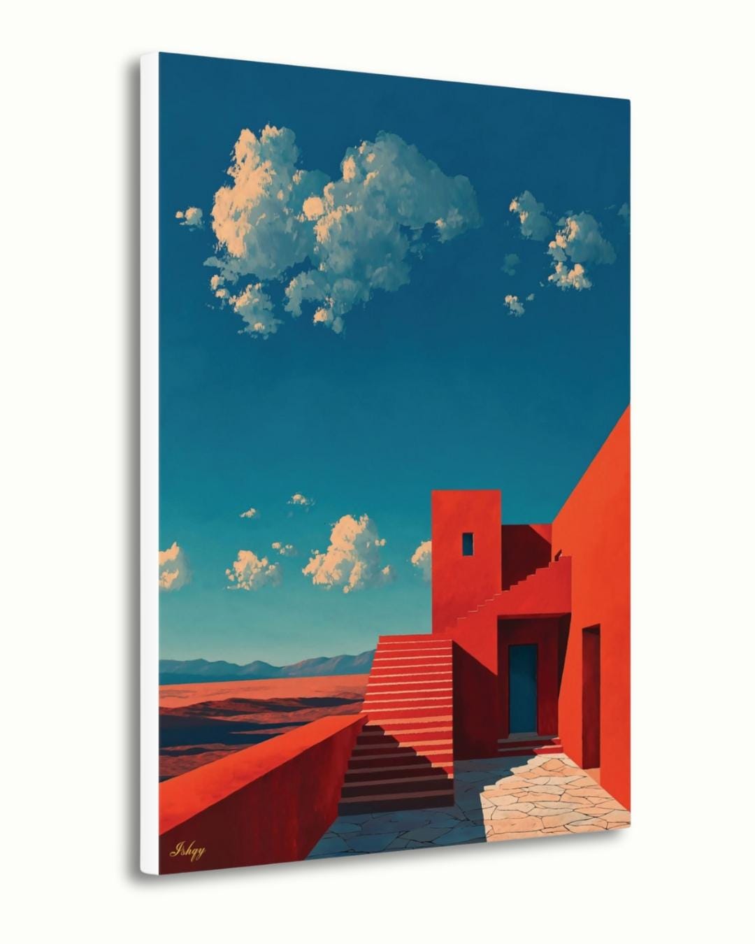 Jalisco Architecture Wall Art, Mexico Red House Canvas Print, Bold Travel Art, Framed Modern Home Decor, Cultural Painting Gift Idea. Casa del Viento | Modern Jalisco Architecture Wall Art | Canvas Print | IshqyBusiness