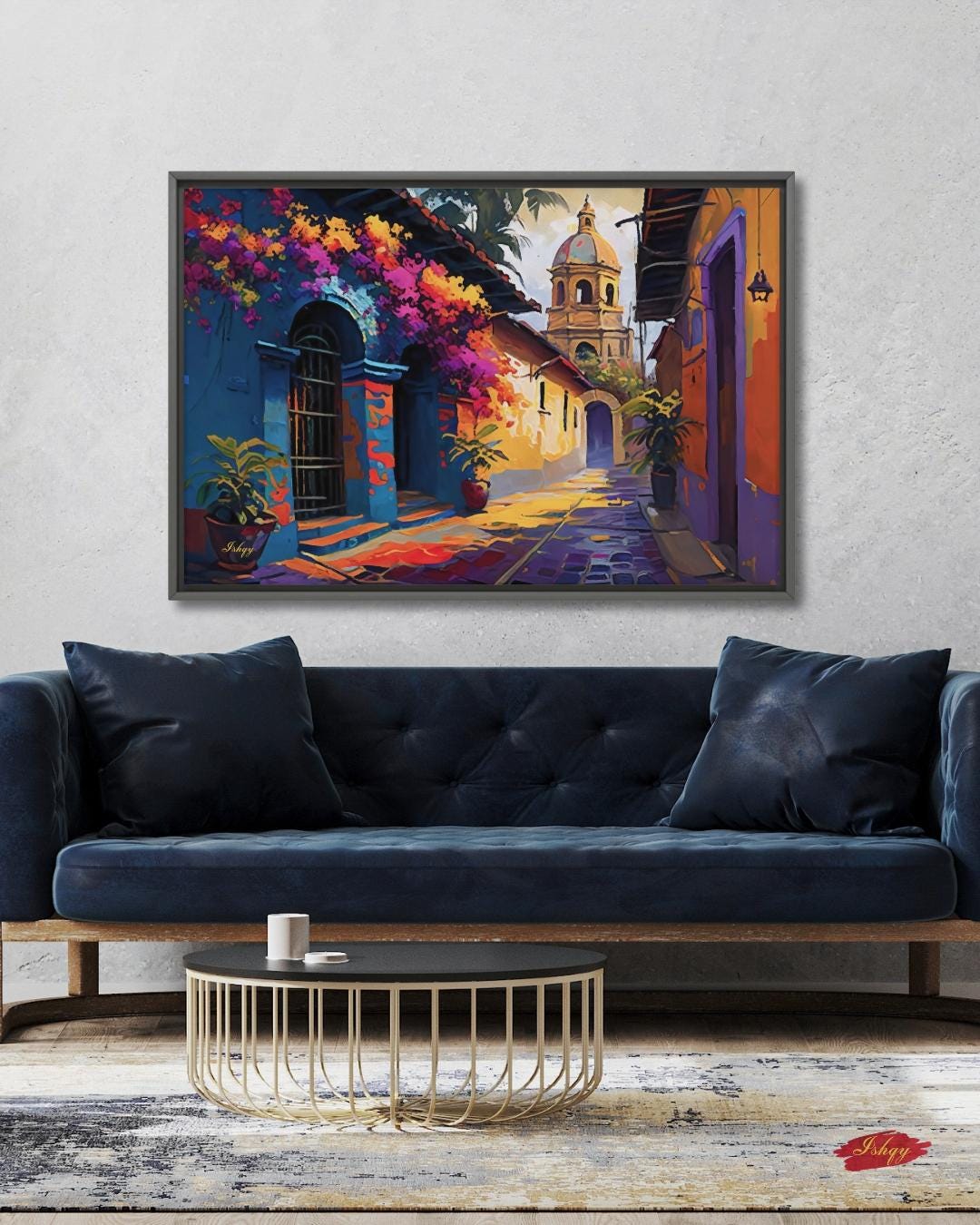 Mexican Street Wall Art, Colorful Latin Alley Painting Print, Cartagena Colonial Canvas, Framed Art Print, Cultural Home Decor Gift. Celebrate the bold beauty of Oaxaca with this radiant, colorful street scene. Oaxaca Vibrante captures light, life, a