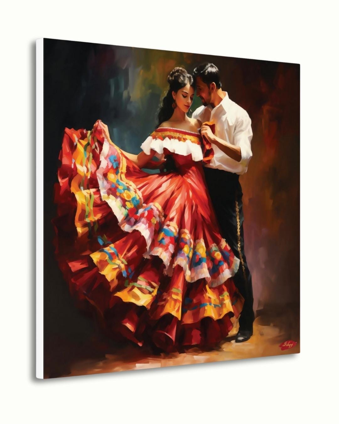 Mexican Dance Wall Art Canvas, Colorful Folklorico Painting Print, Framed Latin Dance Home Decor, Fiesta Vibrant Wall Art
Celebrate the vibrant energy of Mexican folkloric dance with this stunning canvas print. Featuring a couple dancing in vivid traditional attire, it brings passion and color to any space. Perfect for living rooms, dining rooms, or as a statement piece for lovers of Latin culture.