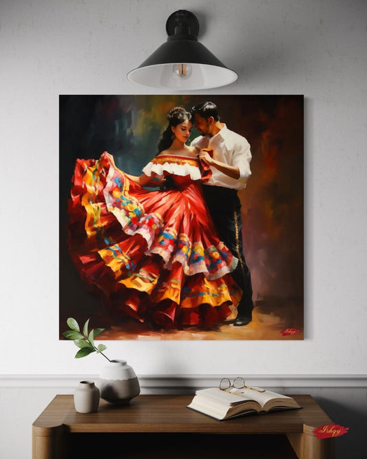 Mexican Dance Wall Art Canvas, Colorful Folklorico Painting Print, Framed Latin Dance Home Decor, Fiesta Vibrant Wall Art
Celebrate the vibrant energy of Mexican folkloric dance with this stunning canvas print. Featuring a couple dancing in vivid traditional attire, it brings passion and color to any space. Perfect for living rooms, dining rooms, or as a statement piece for lovers of Latin culture.