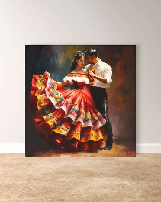 Mexican Dance Wall Art Canvas, Colorful Folklorico Painting Print, Framed Latin Dance Home Decor, Fiesta Vibrant Wall Art
Celebrate the vibrant energy of Mexican folkloric dance with this stunning canvas print. Featuring a couple dancing in vivid traditional attire, it brings passion and color to any space. Perfect for living rooms, dining rooms, or as a statement piece for lovers of Latin culture.