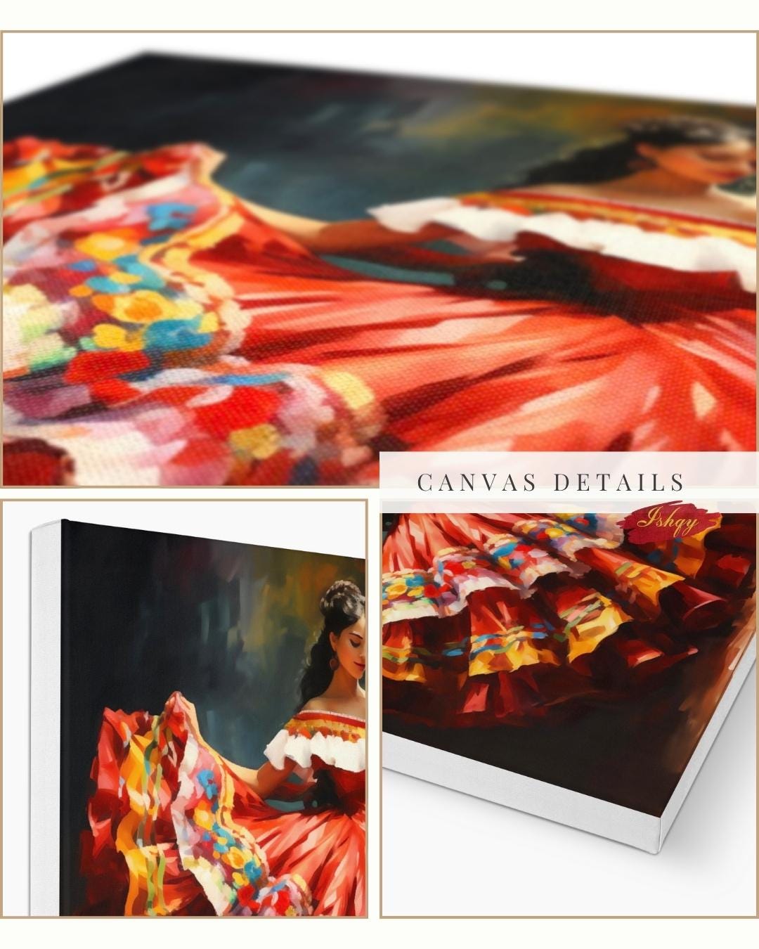 Mexican Dance Wall Art Canvas, Colorful Folklorico Painting Print, Framed Latin Dance Home Decor, Fiesta Vibrant Wall Art
Celebrate the vibrant energy of Mexican folkloric dance with this stunning canvas print. Featuring a couple dancing in vivid traditional attire, it brings passion and color to any space. Perfect for living rooms, dining rooms, or as a statement piece for lovers of Latin culture.