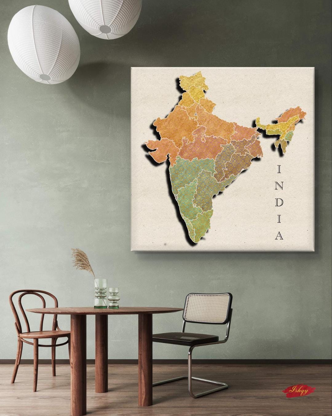 India Map Wall Art Print, Cultural Canvas Map of India, Textile Pattern Wall Decor, Framed Travel Art, Vibrant Indian Home Print
Celebrate India’s rich heritage with this vibrant map wall art print featuring intricate textile-inspired patterns. A stunning canvas that blends culture and color, perfect for living rooms, offices, or as a unique gift for travelers and art lovers. Bring the spirit of India into your home with this elegant framed print.