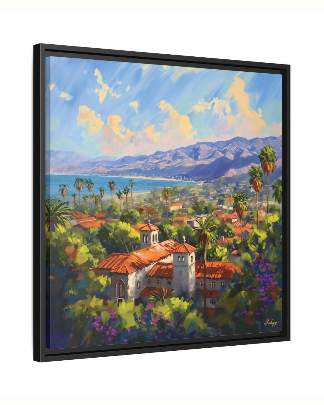 Santa Barbara Wall Art Print, California Coastal Canvas, Vibrant Seaside Wall Decor, Framed Travel Art, Mediterranean Home Print
Pacific Sol art print of sunny Santa Barbara, California with ocean views & red-tiled roofs. Canvas & framed canvas. Coastal California wall decor.