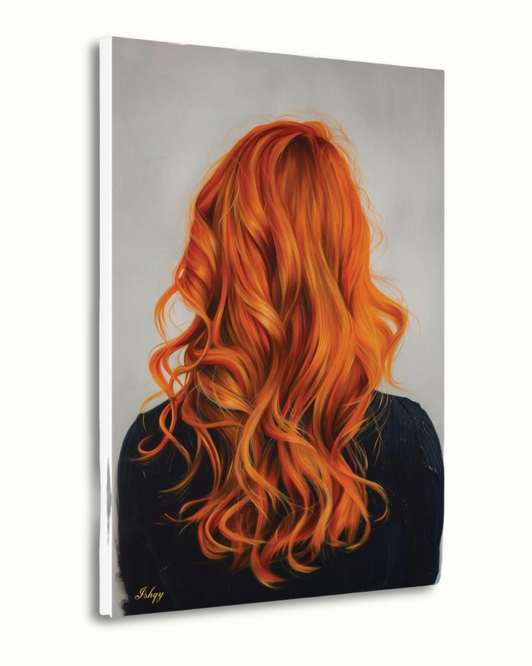 Redhead Woman Wall Art Print, Vibrant Ginger Hair Canvas Portrait, Modern Figurative Art for Home Decor, Feminine Boho Room Aesthetic